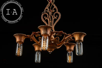 Vintage Art Nouveau-Inspired Cast Iron Ceiling Fixture by Virden