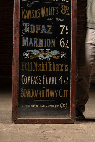 Early Reverse On Glass Gold Leaf Painted Mitchell's Cigarettes Sign