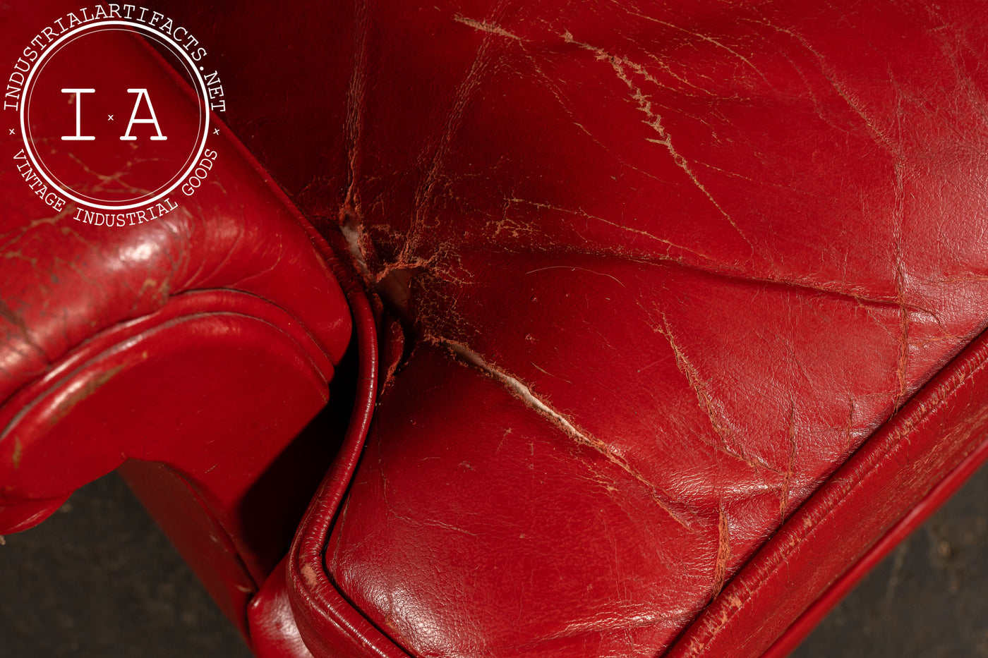 Vintage Tufted Leather Lounge Chair in Candy Apple Red