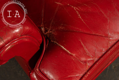 Vintage Tufted Leather Lounge Chair in Candy Apple Red