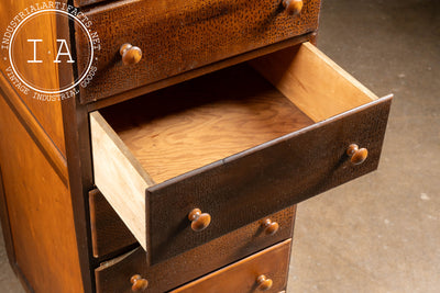 Antique Oak and Plywood Crazed Parts Cabinet