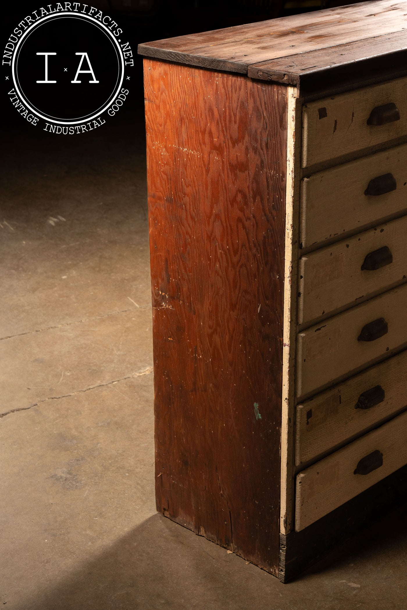 Antique 30-Drawer Chippy Pine Apothecary Cabinet