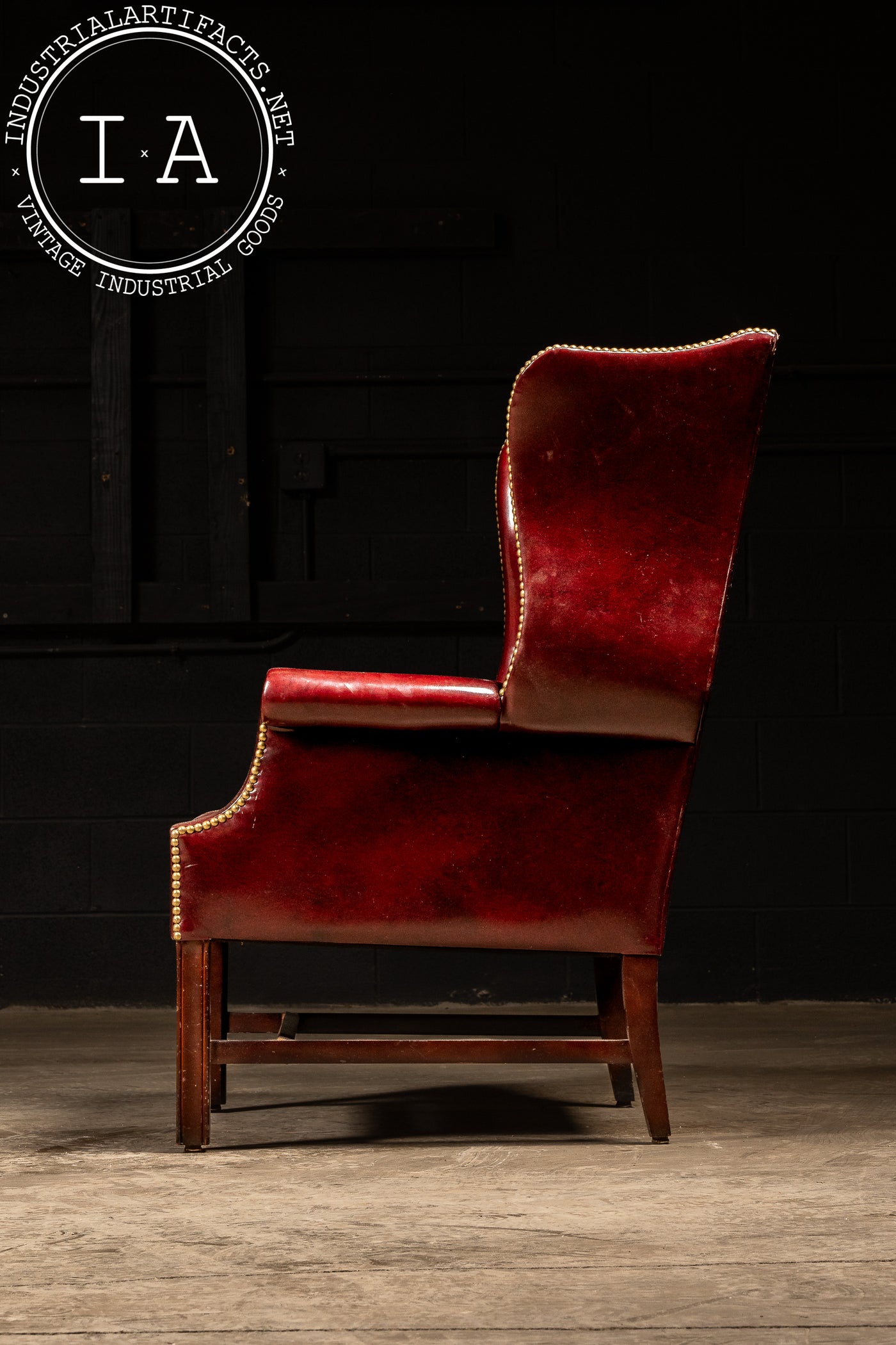 Vintage Tufted Leather Chesterfield Armchair in Red