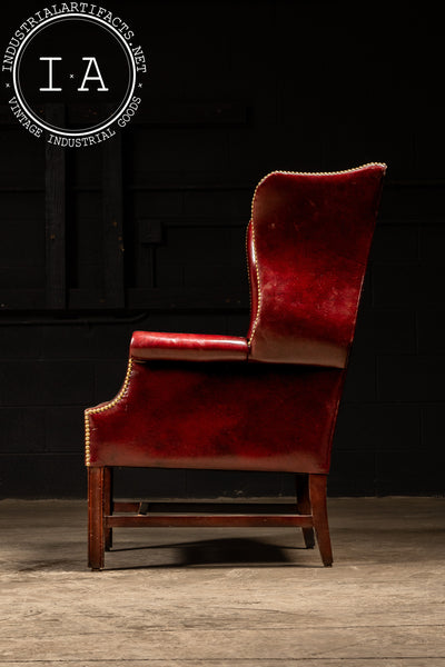 Vintage Tufted Leather Chesterfield Armchair in Red