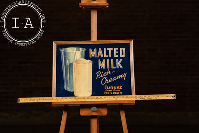 Vintage Furnas Ice Cream Co. Malted Milk Framed Cardstock Sign