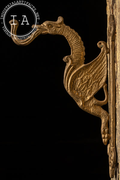 Ornate Cast Brass Phoenix Coat Hook