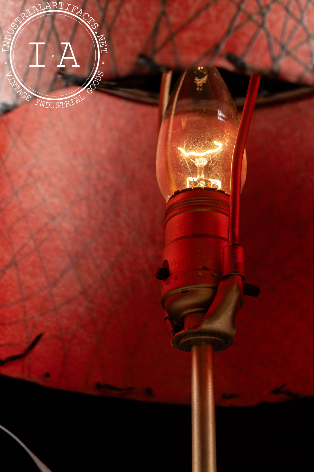 Mid-Century Tulip Lamp with Red Shade – Industrial Artifacts