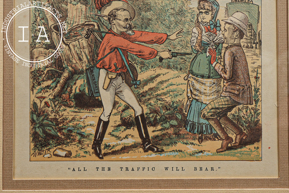 19th Century "The Wasp" Satirical Magazine Framed Cover