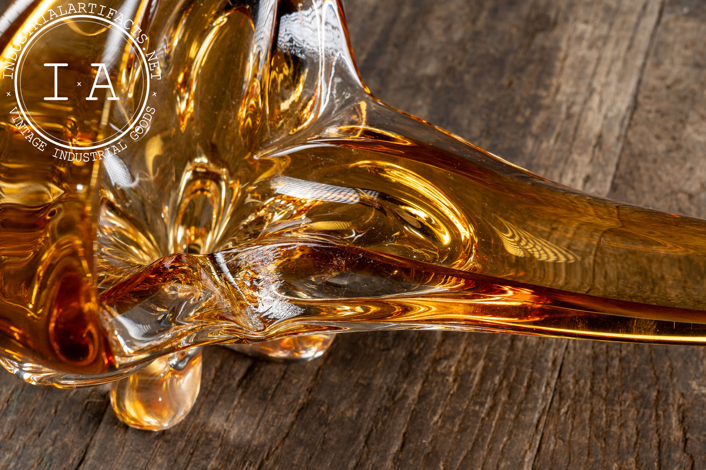 MCM Chalet Art Glass Dish in Amber