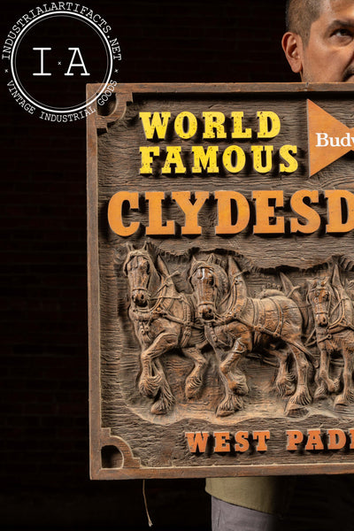 Vintage Budweiser Clydesdale Team Embossed Plastic Sign