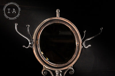 Turn Of The Century Japanned Copper Coat Rack With Double Sided Mirror