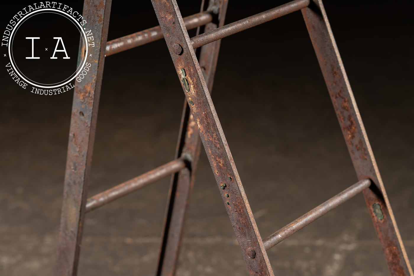 Antique Industrial Steel Folding Ladder