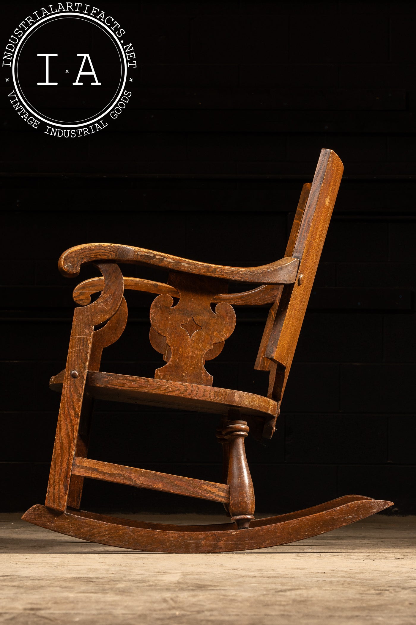 Early 20th Century Carved Oak Rocking Chair