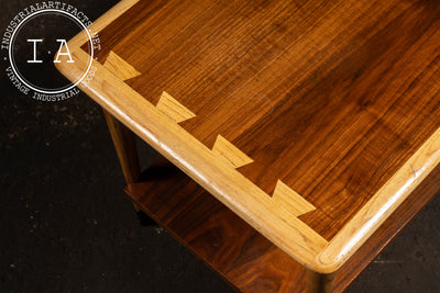 c. 1960 Lane Mid-Century Modern Walnut Side Table with Dovetail Inlay