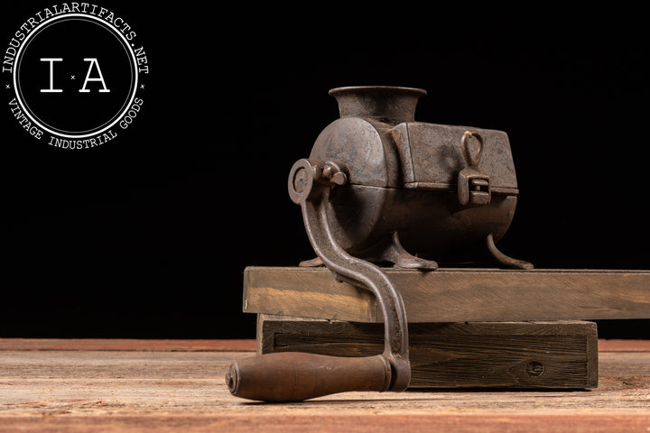 Antique Cast Iron Tobacco Grinder with Hand Crank – Industrial Artifacts