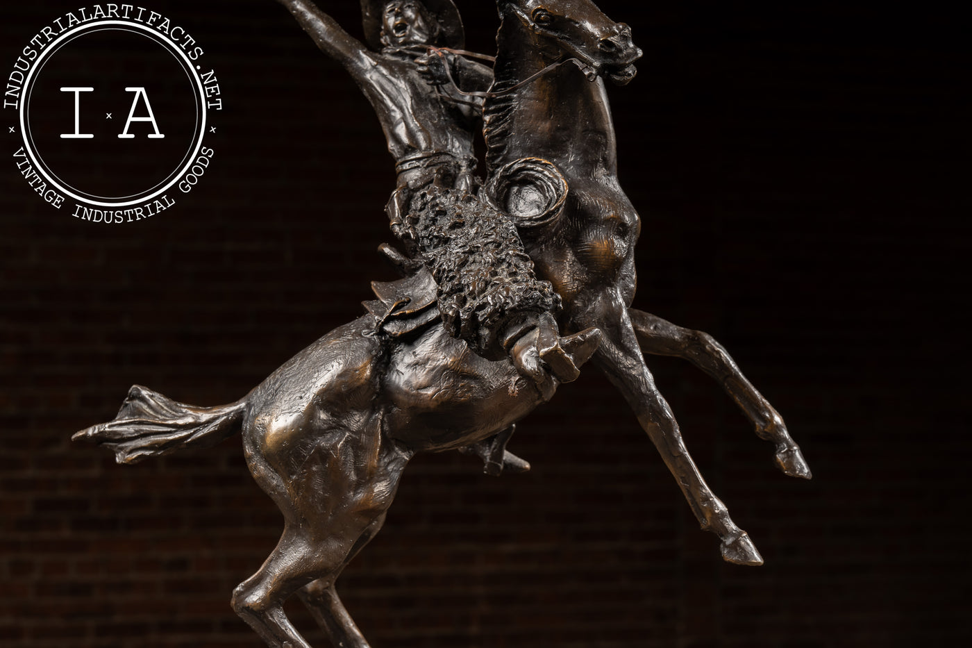 Smokin' Up | 1903 C. M. Russel Bronze Statue on Plaque, Signed and Dated