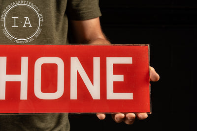 Vintage Glass Payphone Sign in Red