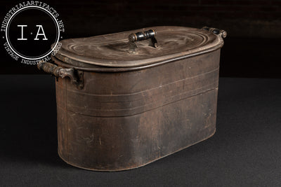 Antique Oval Metal Wash Basin with Lid by Rochester