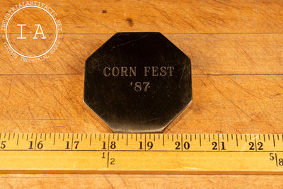 1987 Dekalb Corn Fest Brass Desk Ornament