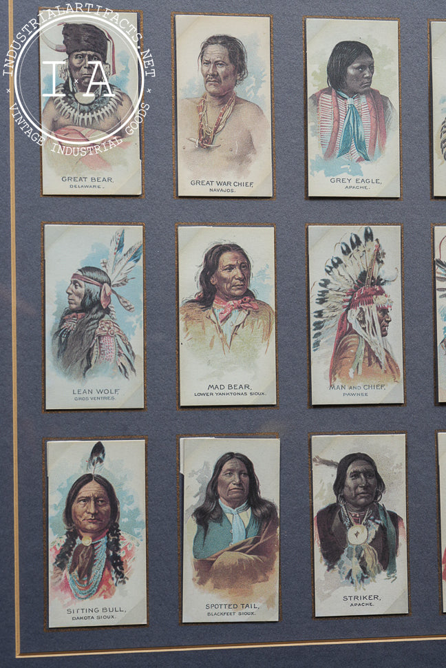 Framed Reproduction "American Indian Chiefs" Tobacco Card Set