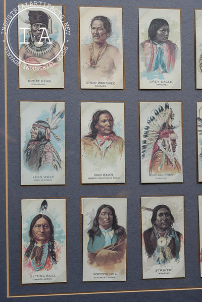 Framed Reproduction "American Indian Chiefs" Tobacco Card Set