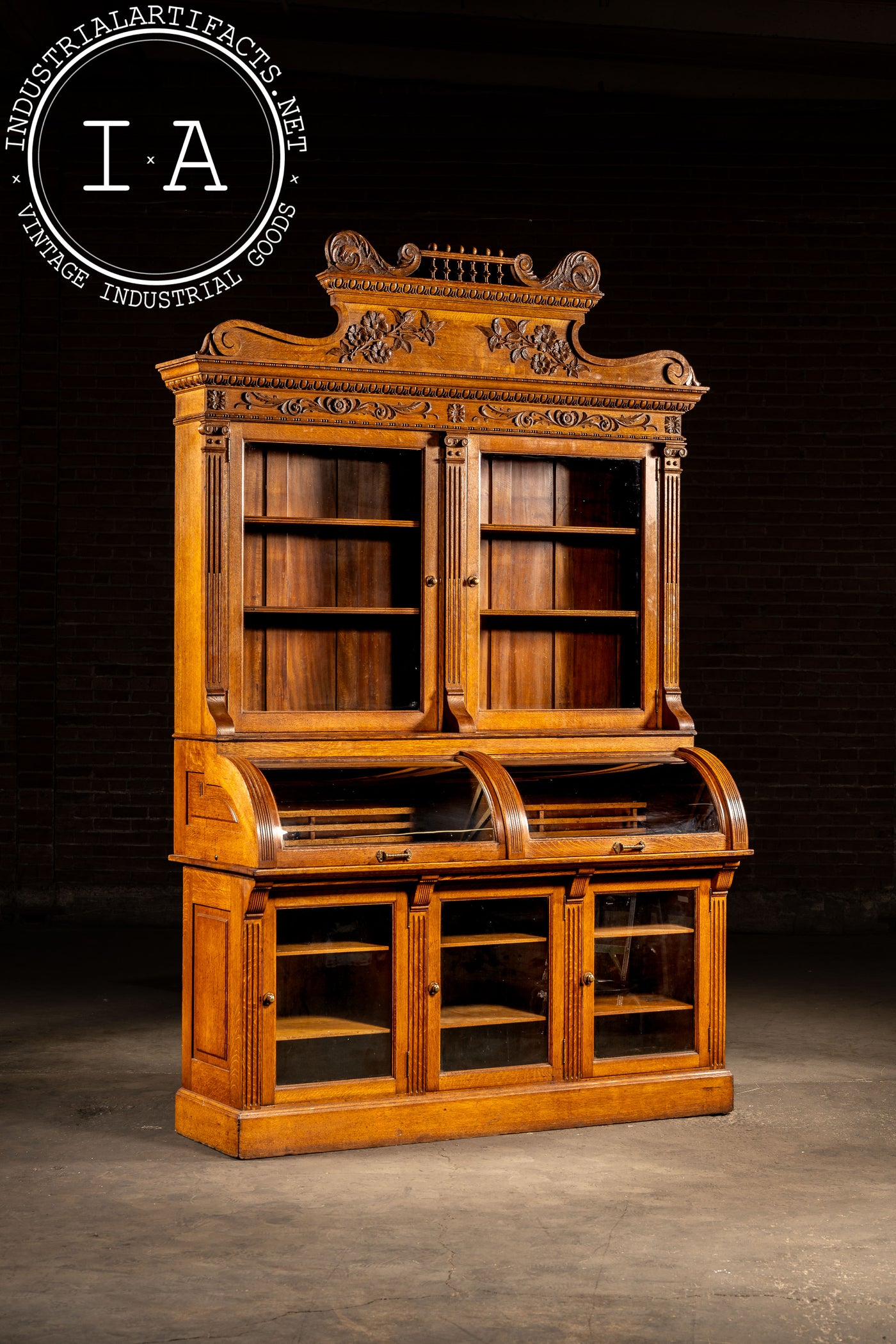 Antique Oak Jewelry Store Display Cabinet