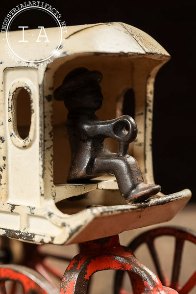 Antique Cast Iron Horse Drawn Ice Wagon with Driver