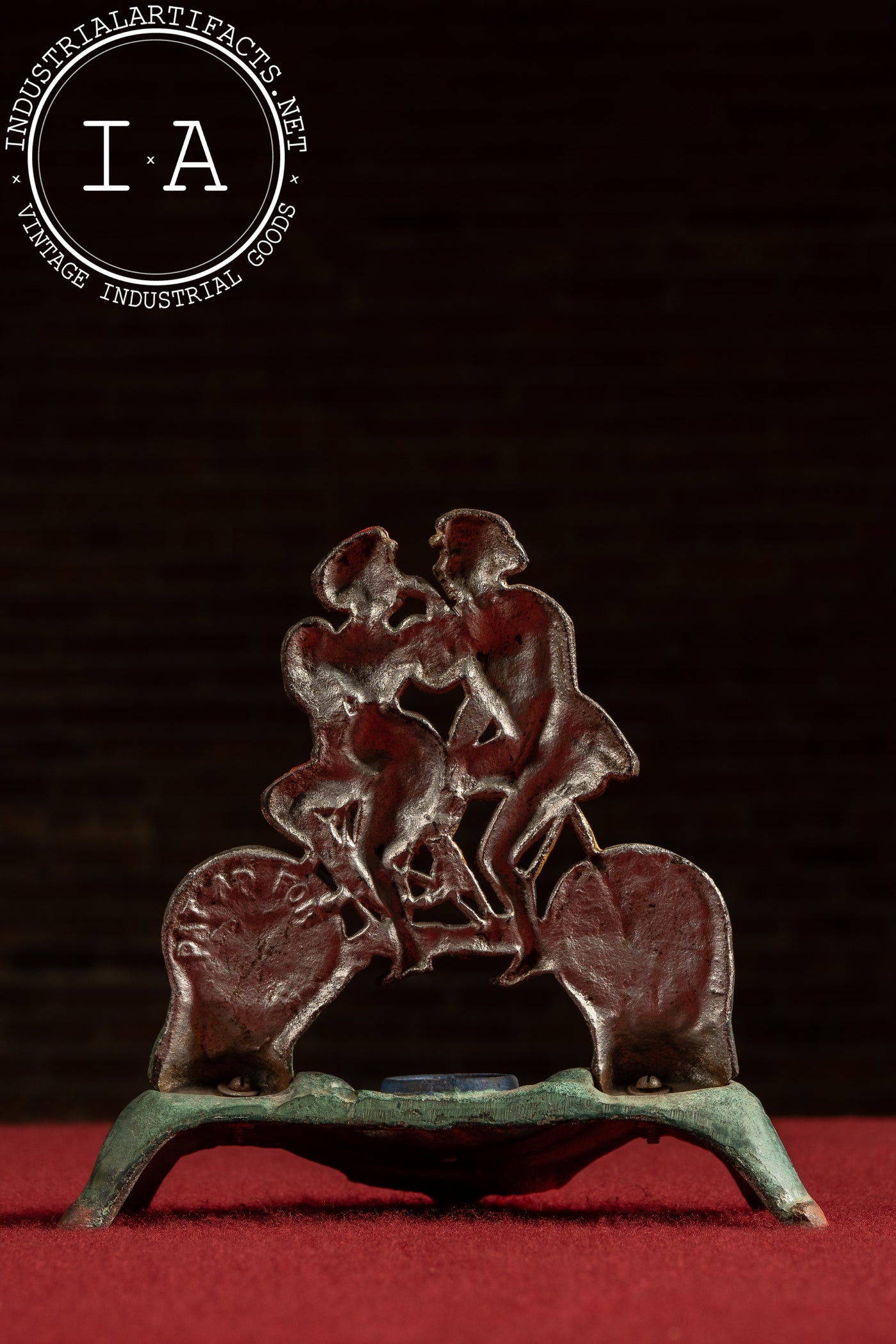 Late 19th Century Cast Iron Tandem Bicycle Couple Inkwell Base