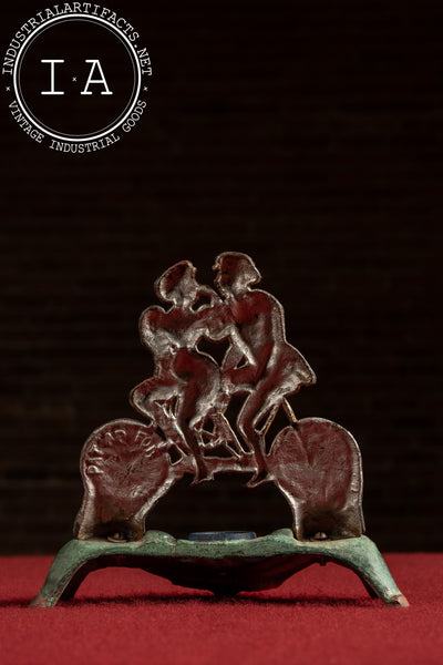 Late 19th Century Cast Iron Tandem Bicycle Couple Inkwell Base