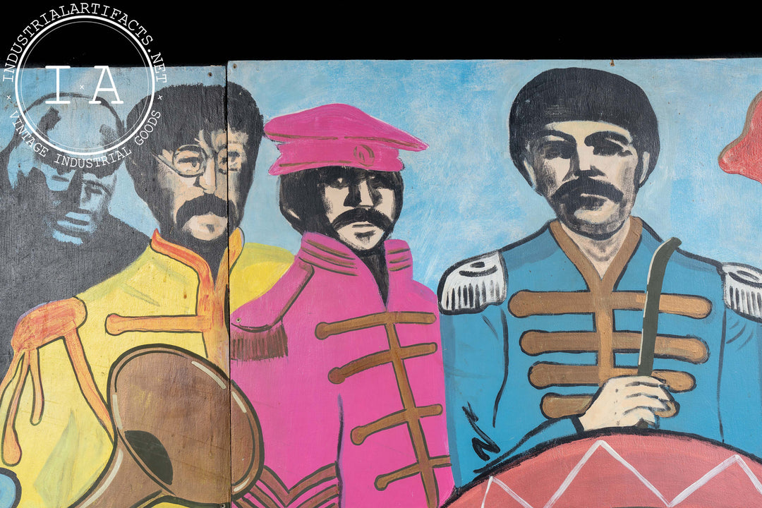 Vintage Original Sgt. Peppers Pizza Painted Mural Sign