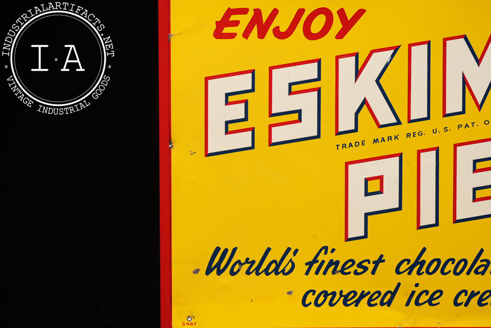 Vintage Eskimo Pie Framed Tin Litho Sign