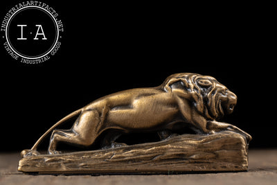 Early 20th Century Cast Brass Lions International Lion Paperweight