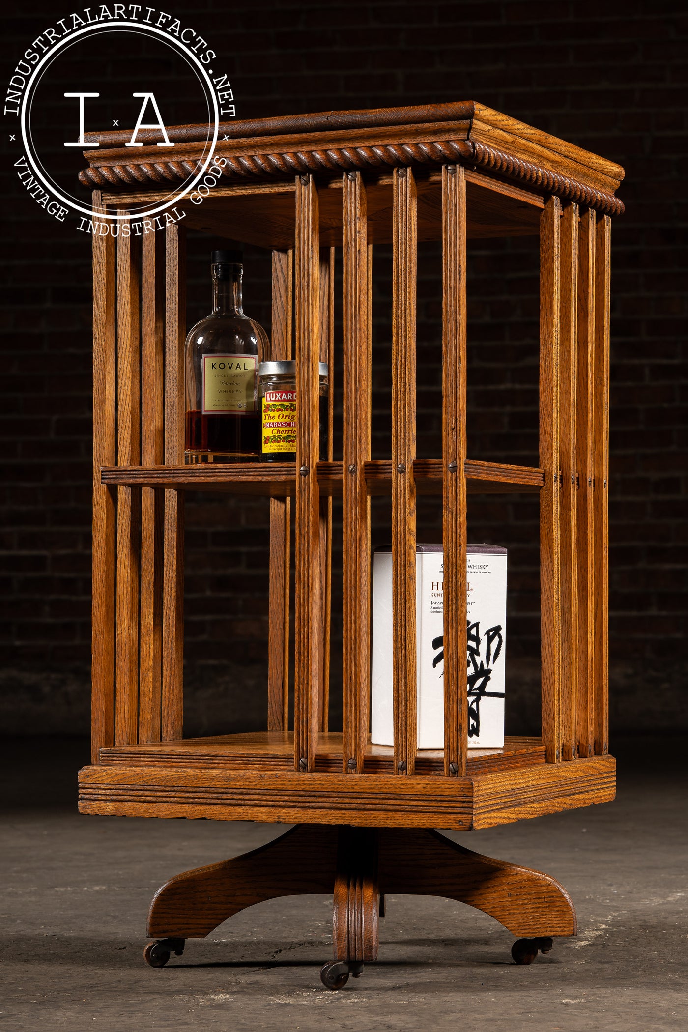 Vintage Oak Revolving Bookcase