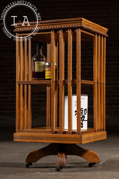 Vintage Oak Revolving Bookcase