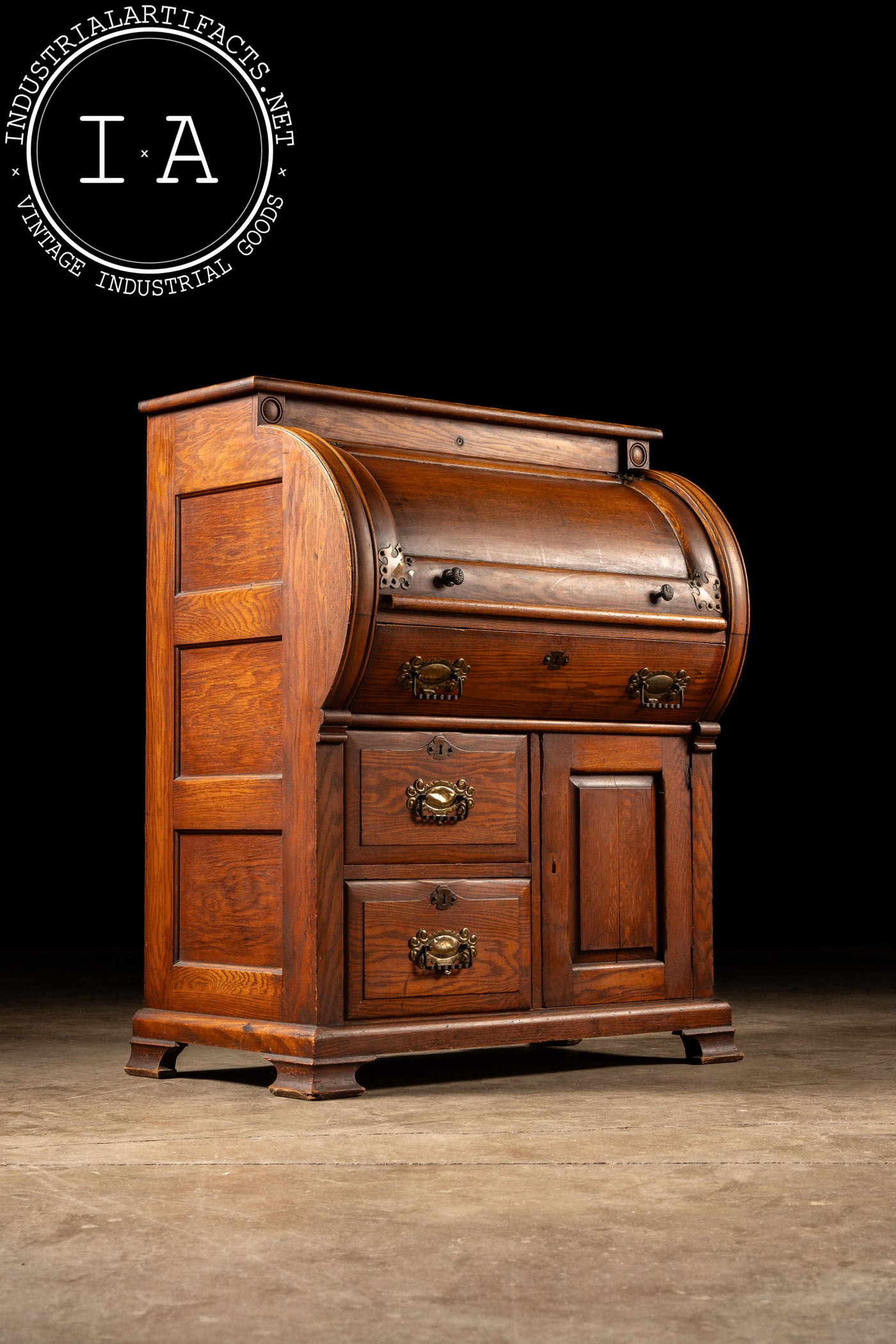 Early 20th Century Oak Roll-Top Secretary Desk