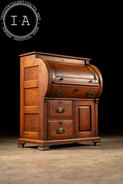 Early 20th Century Oak Roll-Top Secretary Desk