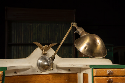 Early 20th Century Watchmaker's Desk with Faries Lamp