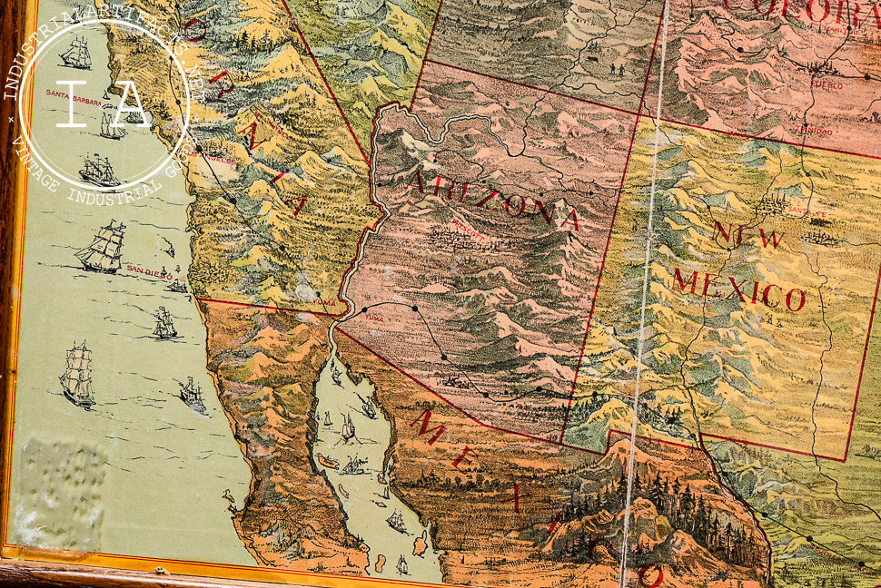 Late 19th Century "Across the Continent" Game Board by Parker Bros.
