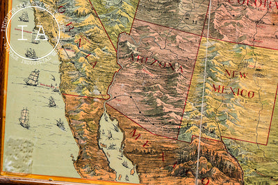 Late 19th Century "Across the Continent" Game Board by Parker Bros.