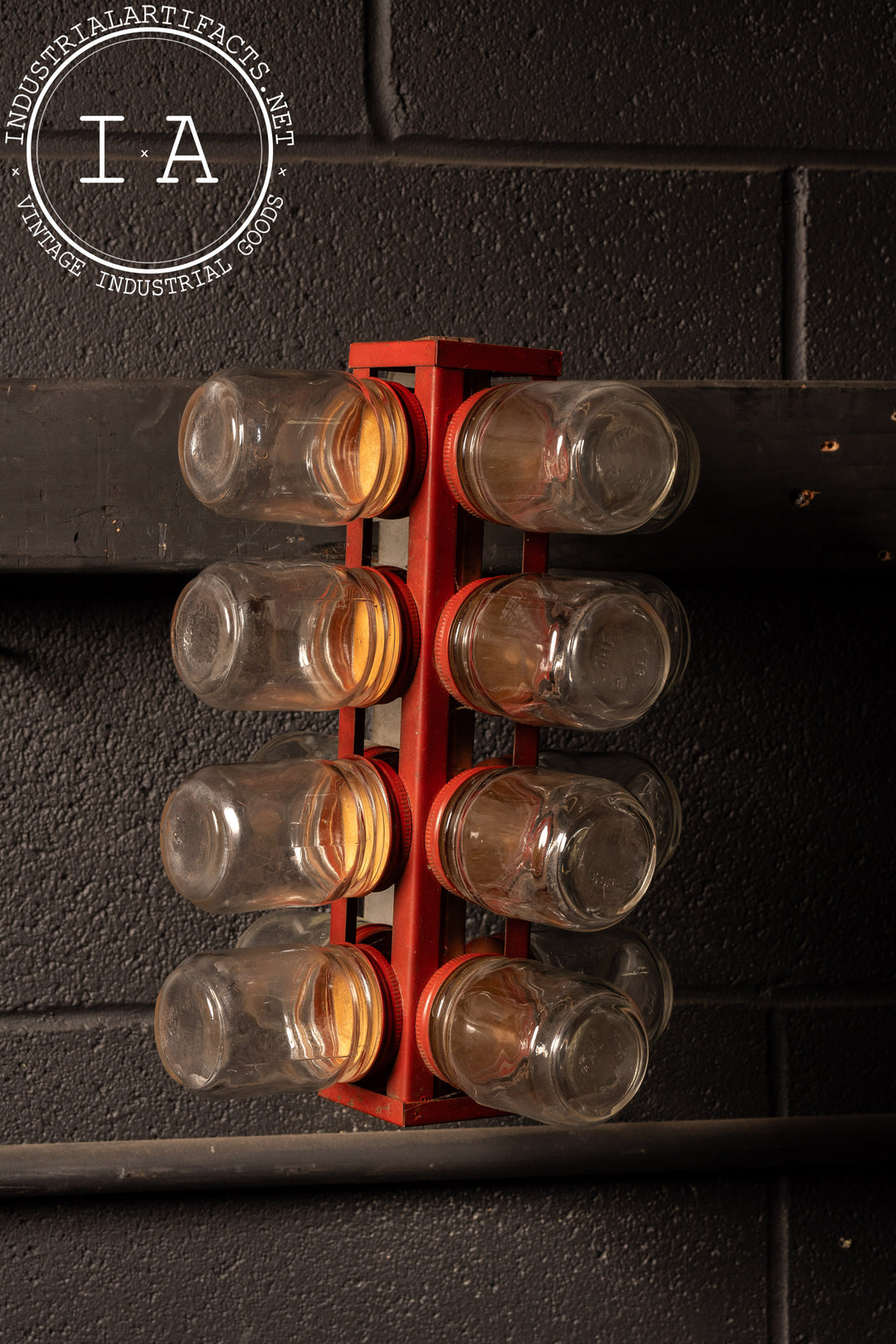Vintage Rotating 12-Jar Rack – Industrial Artifacts