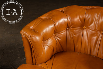 Pair of Tufted Barrel Back Leather Club Chairs by Classic Leather, Inc.