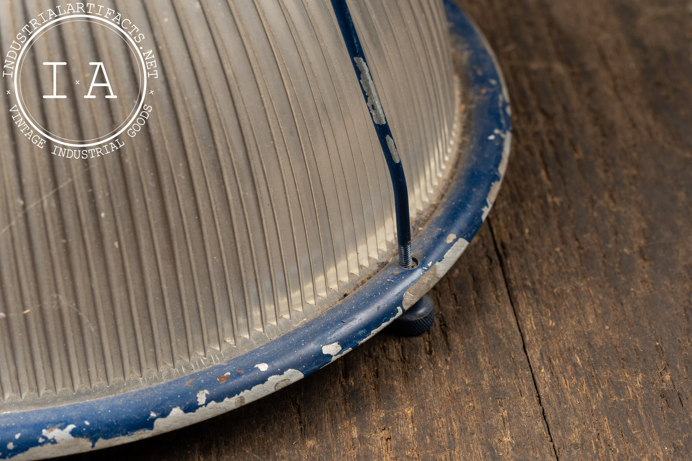 Vintage Holophane Lamp with Blue Chippy Paint