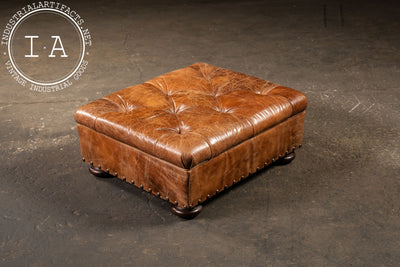 Full Grain Leather Churchill Chair with Ottoman by King Hickory in Brown