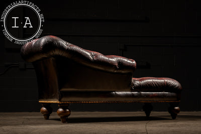 Vintage Oxblood Leather Chaise Lounge