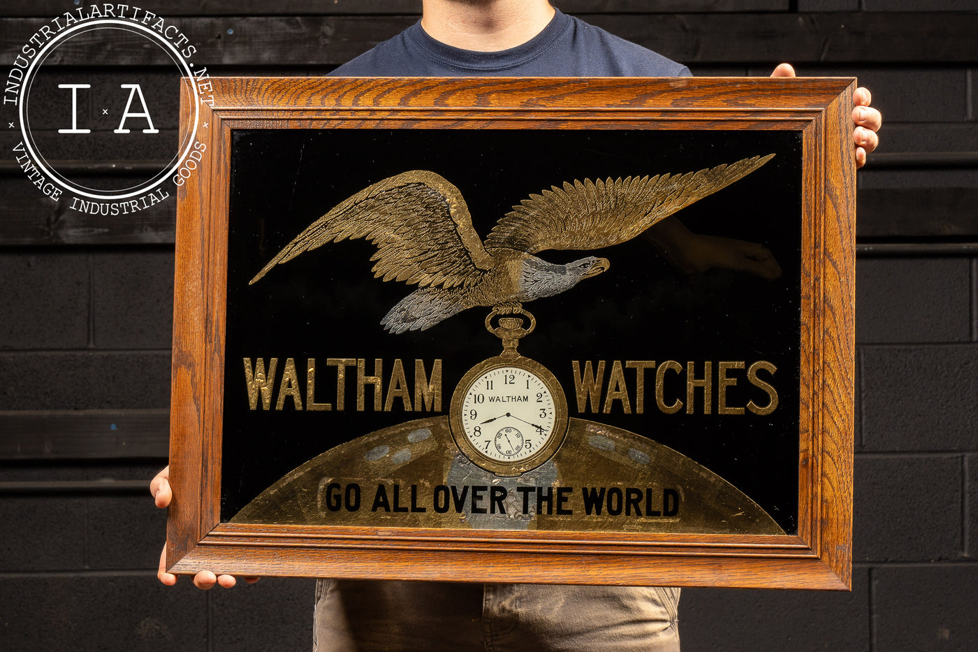 Vintage Framed ROG Waltham Watches Sign