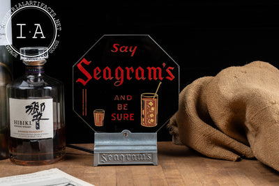 Vintage Lighted and Reverse-Painted Glass Seagram's Sign