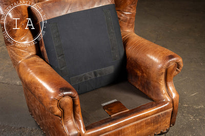 Full Grain Leather Churchill Chair with Ottoman by King Hickory in Brown