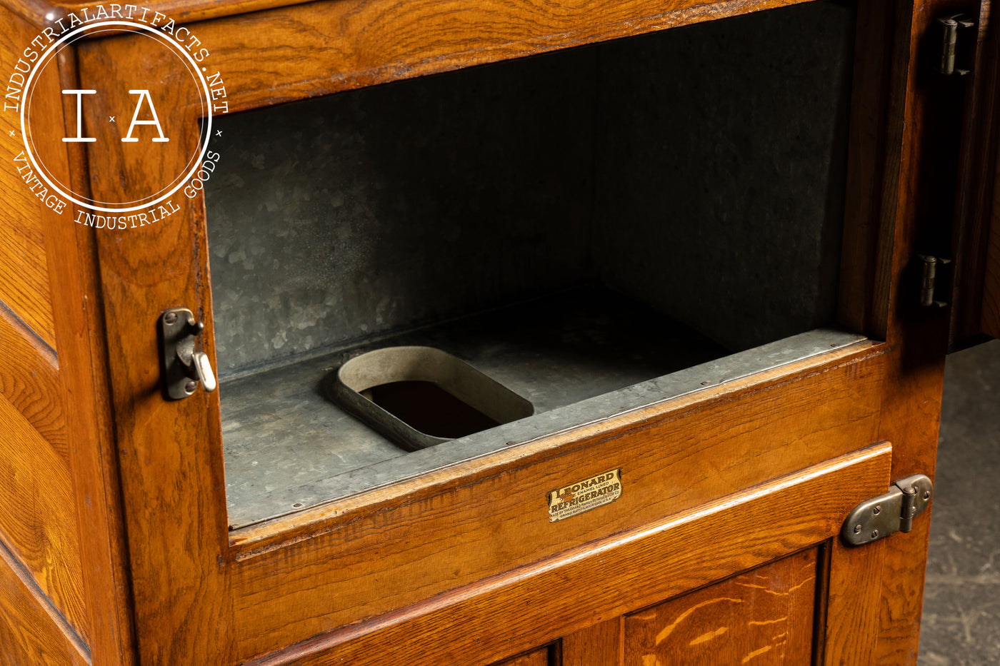 Early 20th Century Oak "Leonard" Refrigerator by Grand Rapids
