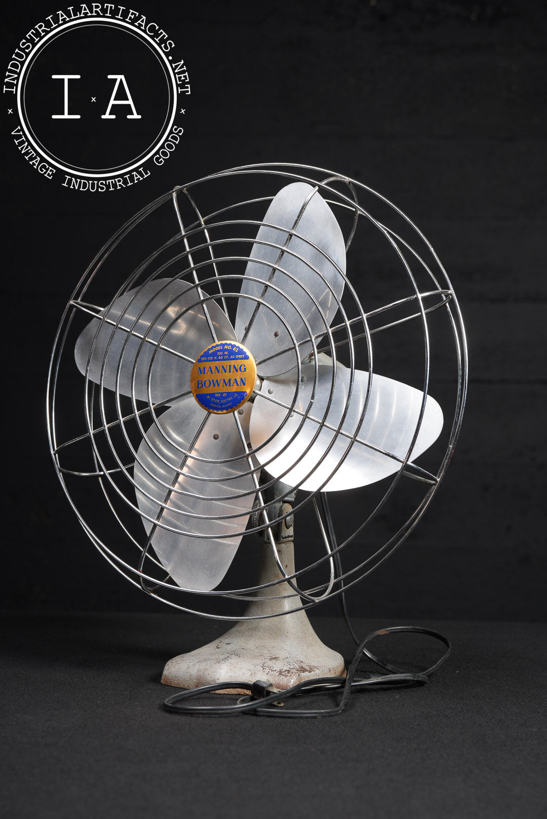 Vintage Model 62 Oscillating Desk Fan by Manning Bowman