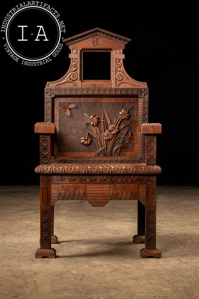 19th Century Ornately Carved Mahogany Fauteuil Chair